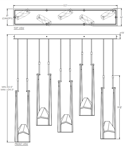 Strata 5 Light Linear Cluster Pendant