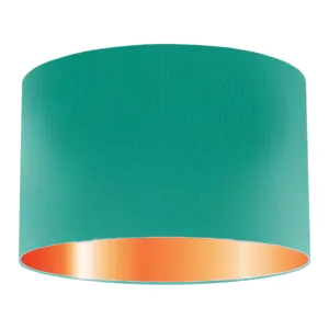 Teal Silk Drum Lampshade