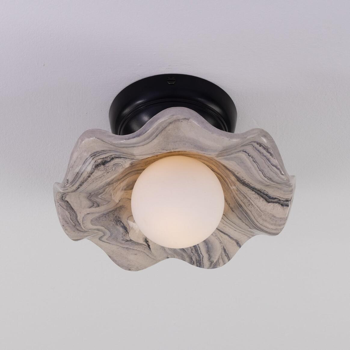 Rivale Ceiling Light with Wavy Ceramic Shade