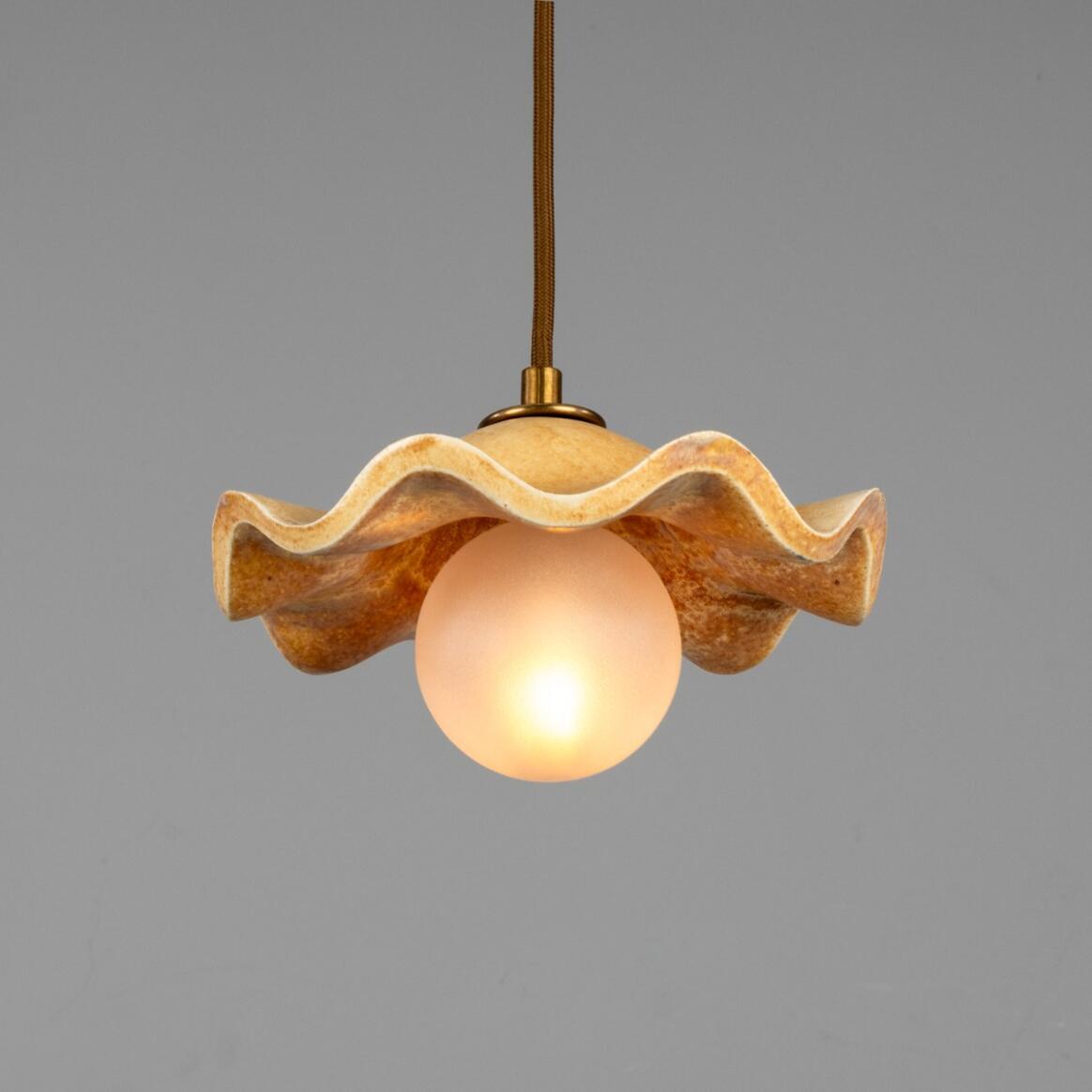 Rivale Pendant Light with Wavy Ceramic Shade