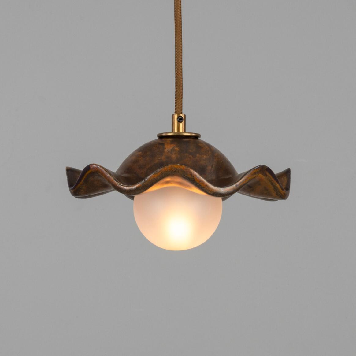 Rivale Pendant Light with Wavy Ceramic Shade