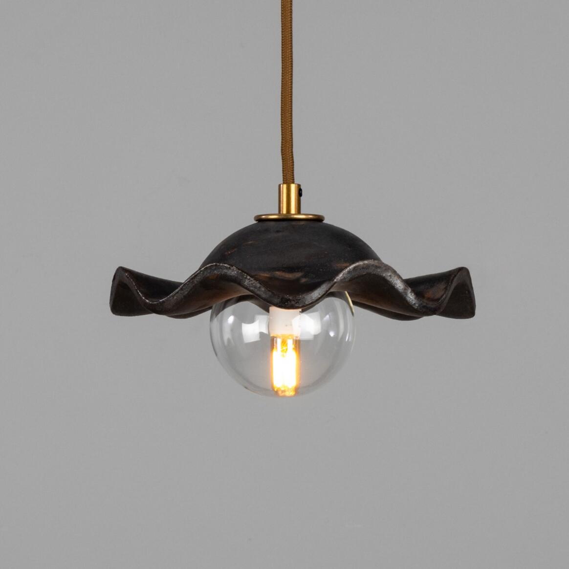 Rivale Pendant Light with Wavy Ceramic Shade