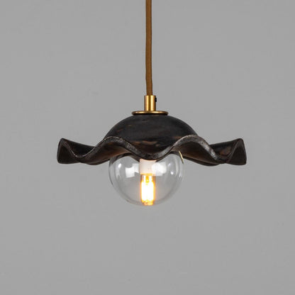 Rivale Pendant Light with Wavy Ceramic Shade