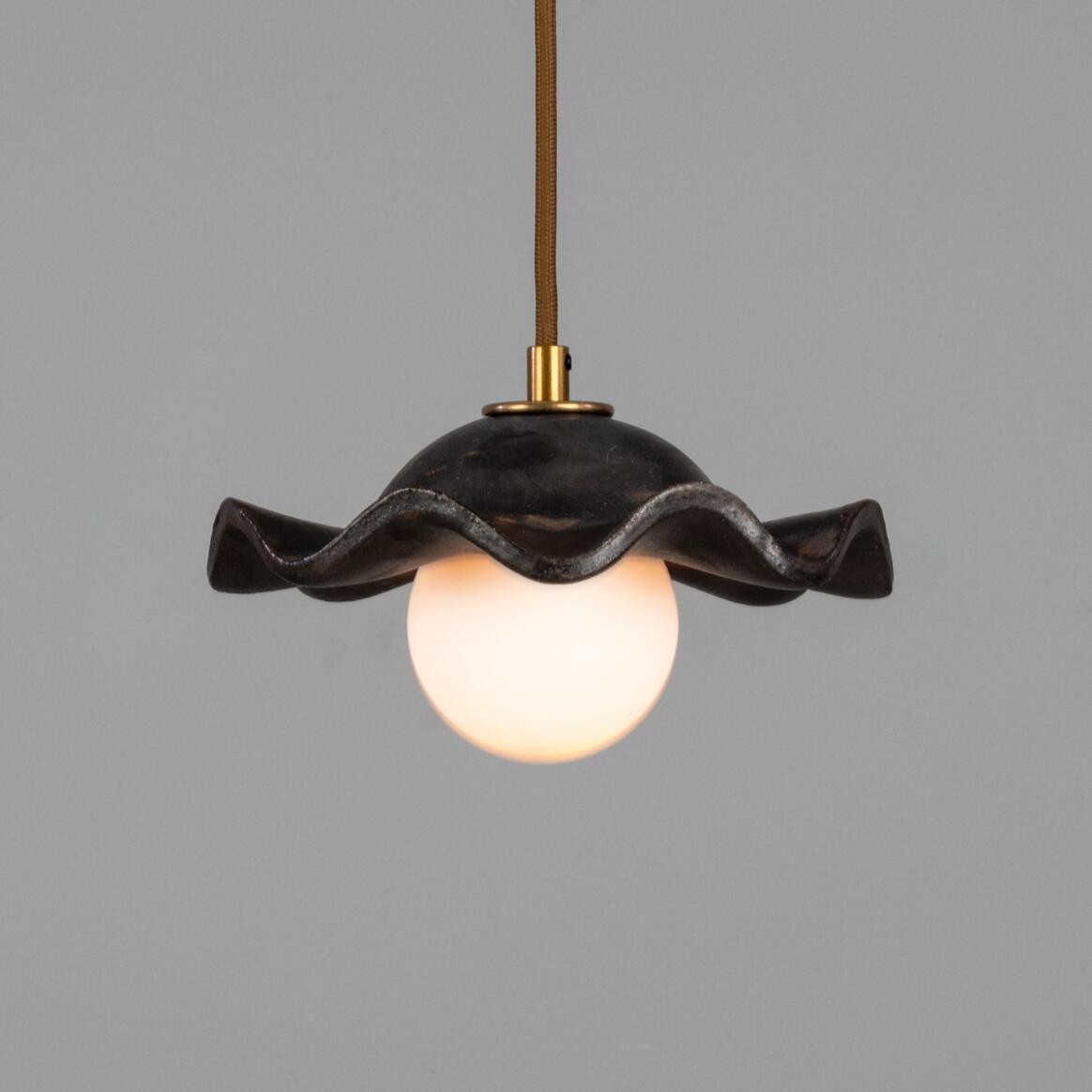 Rivale Pendant Light with Wavy Ceramic Shade