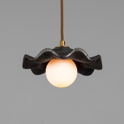 Rivale Pendant Light with Wavy Ceramic Shade