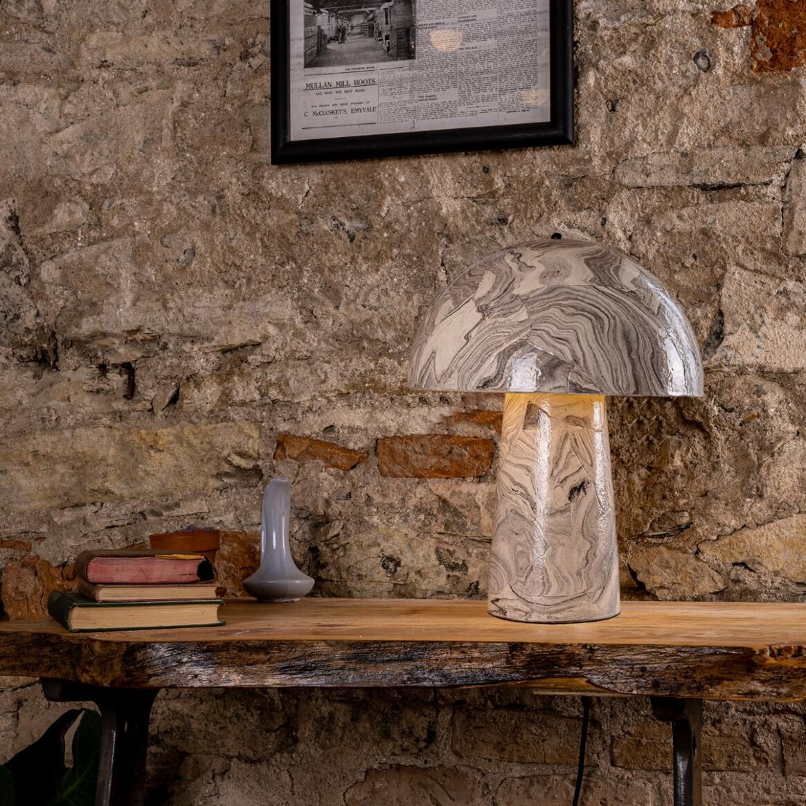 Amanita  Marbled Ceramic Mushroom Table Lamp