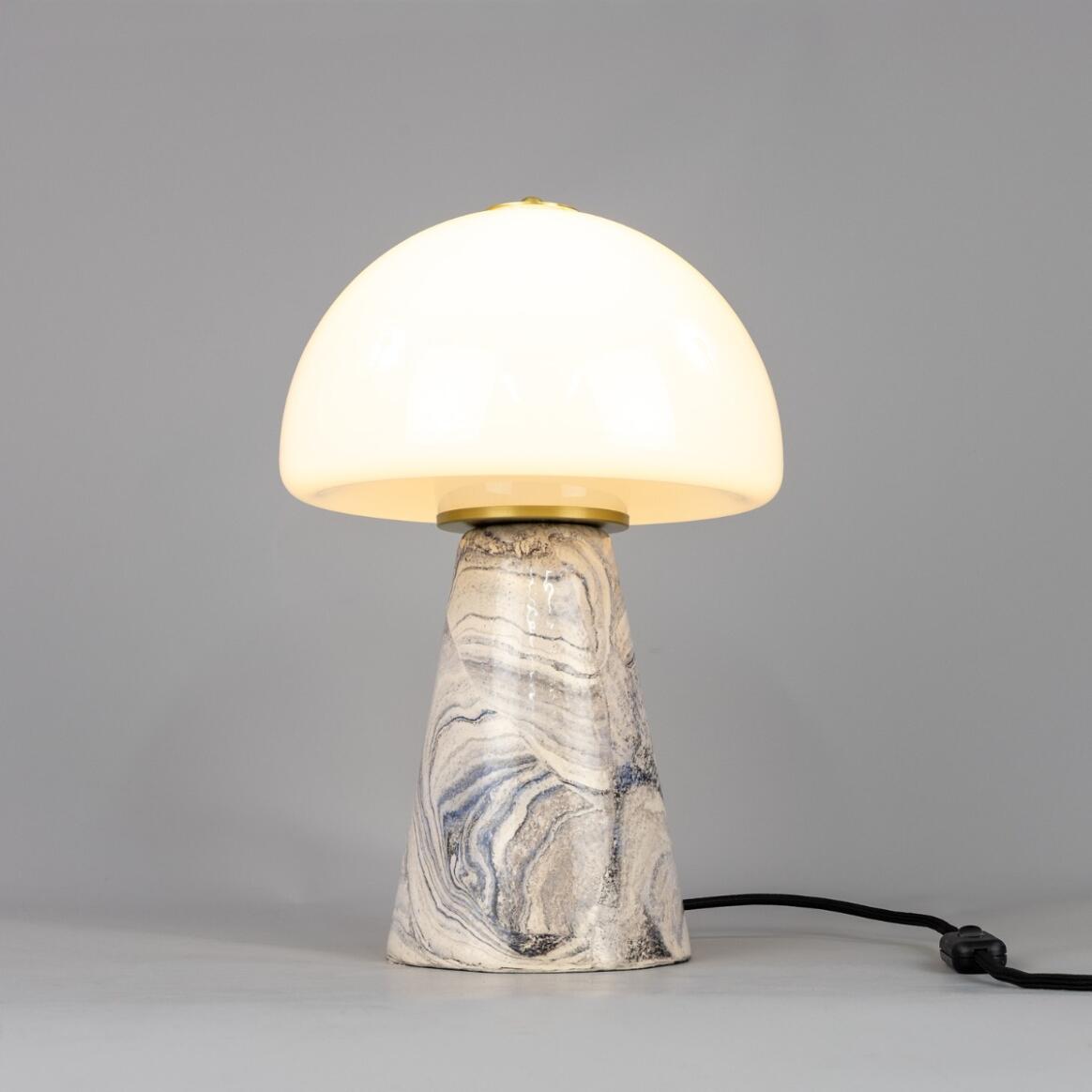 Champignon Ceramic Mushroom Glass Dome Table Lamp 38cm IP20
