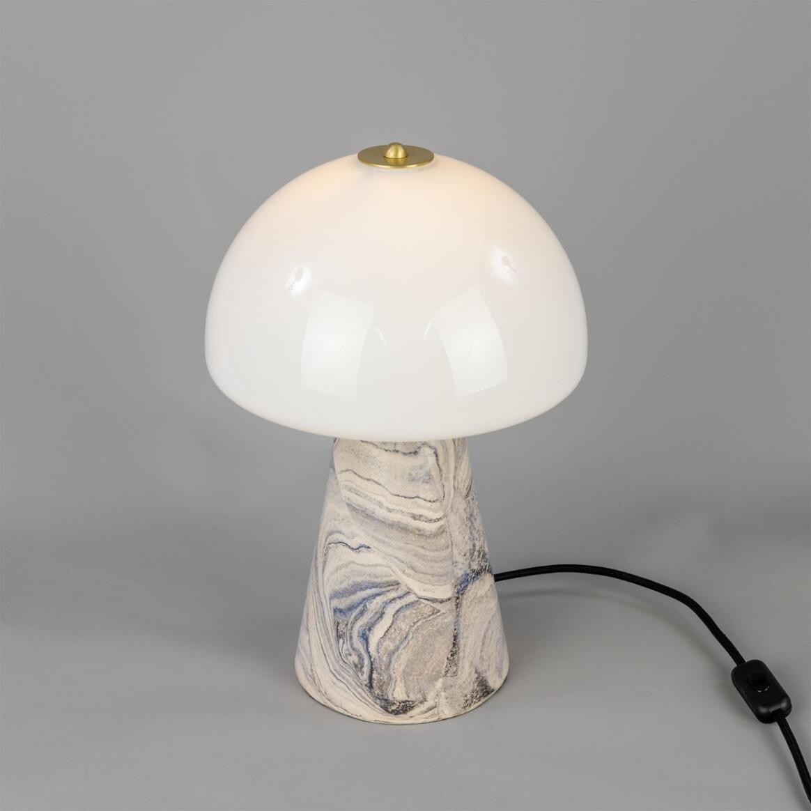 Champignon Ceramic Mushroom Glass Dome Table Lamp 38cm IP20