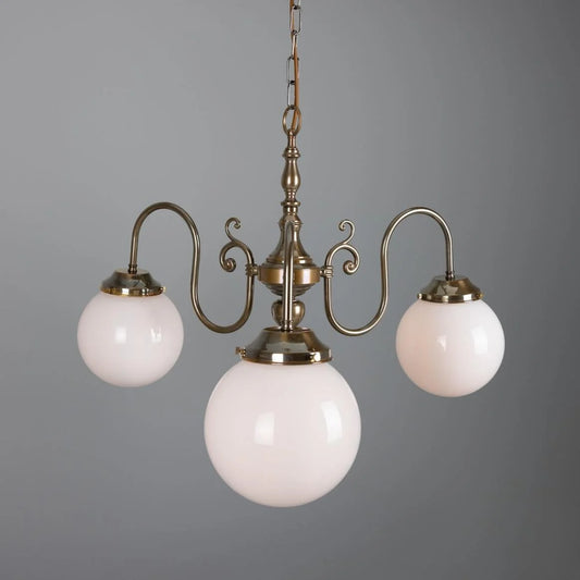 Eldron Traditional Chandelier with Opal Globes, Three-Arm