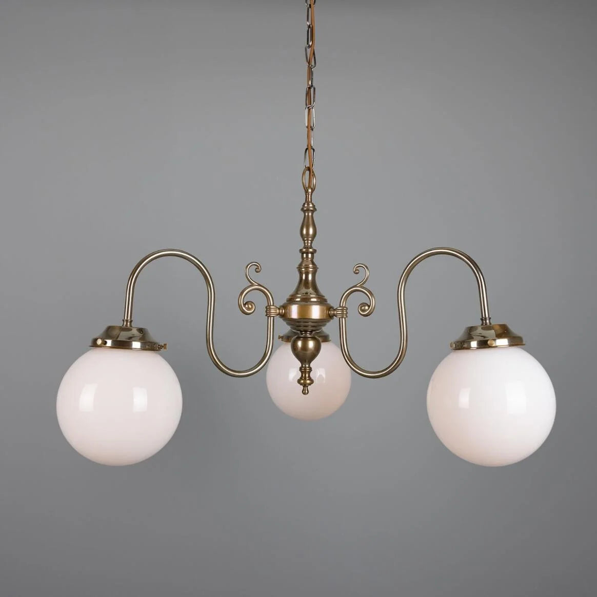 Eldron Traditional Chandelier with Opal Globes, Three-Arm