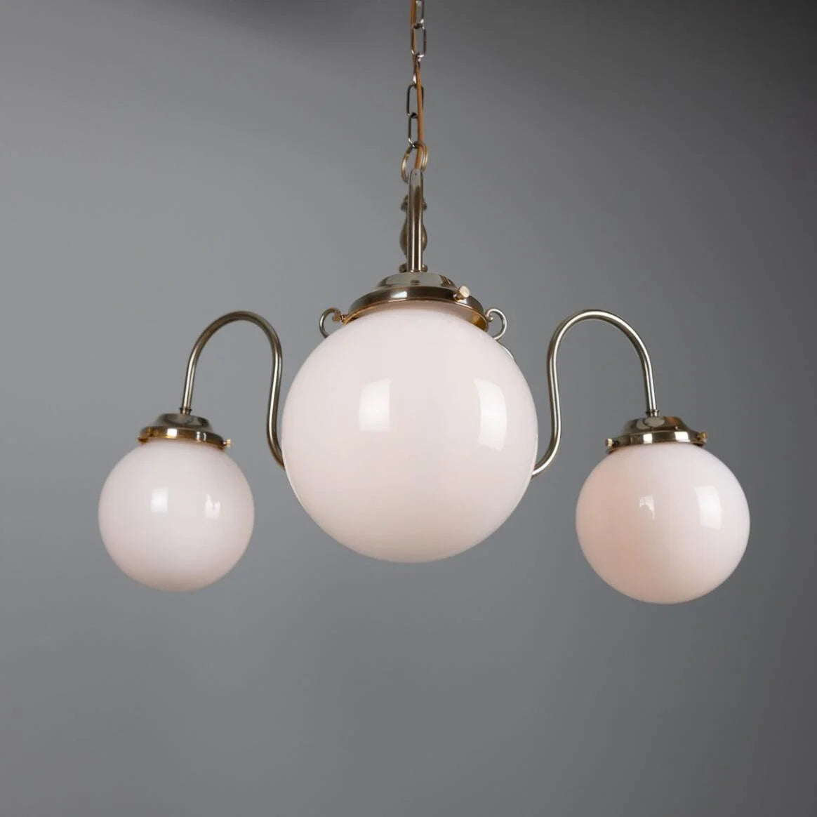 Eldron Traditional Chandelier with Opal Globes, Three-Arm