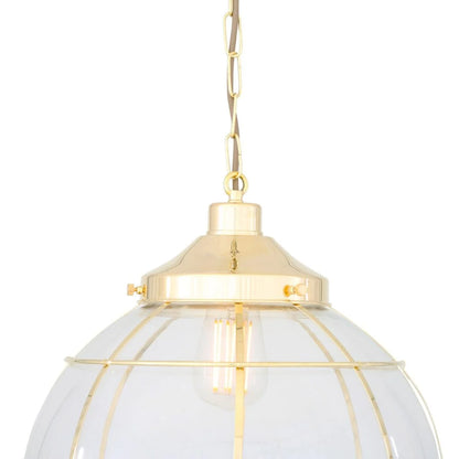 Henlow Glass Globe Pendant Light with Brass Cage