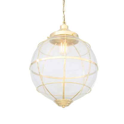 Henlow Glass Globe Pendant Light with Brass Cage