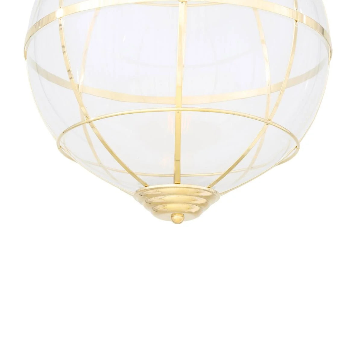 Henlow Glass Globe Pendant Light with Brass Cage