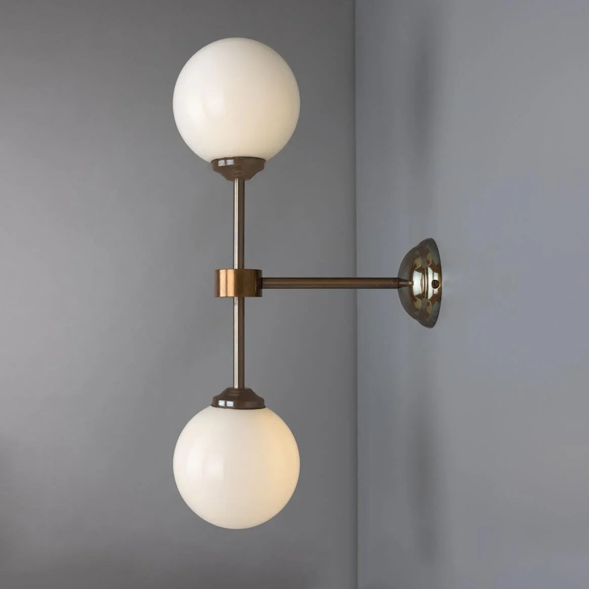 Yaounde Double Glass Globe Brass Wall Light