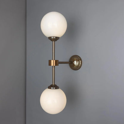 Yaounde Double Glass Globe Brass Wall Light