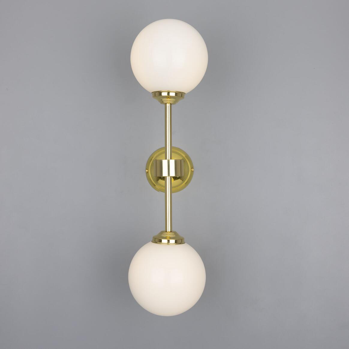 Yaounde Double Glass Globe Brass Wall Light