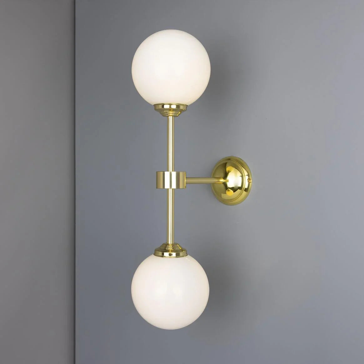 Yaounde Double Glass Globe Brass Wall Light