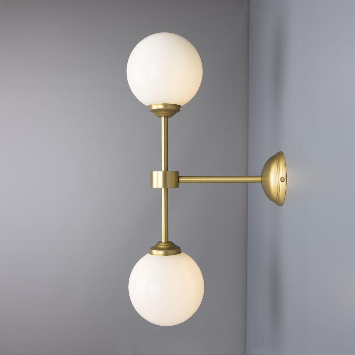 Yaounde Double Glass Globe Brass Wall Light