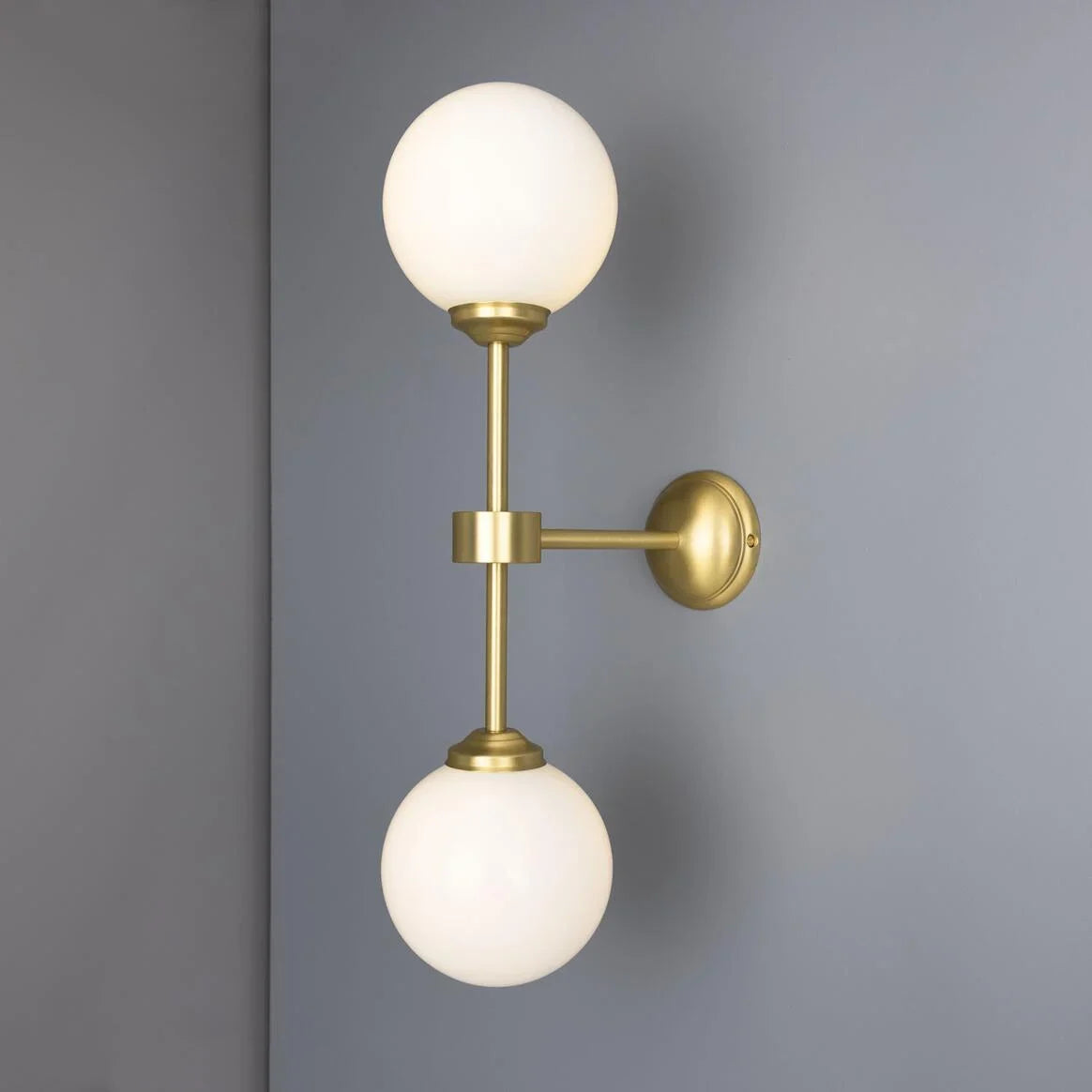 Yaounde Double Glass Globe Brass Wall Light