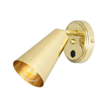 Cashel Brass Cone Wall Light with Switch