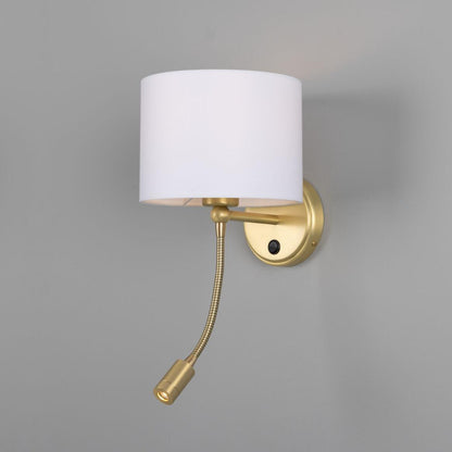 Longford Brass Wall Light with Flexible Arm and Reading Spotlight