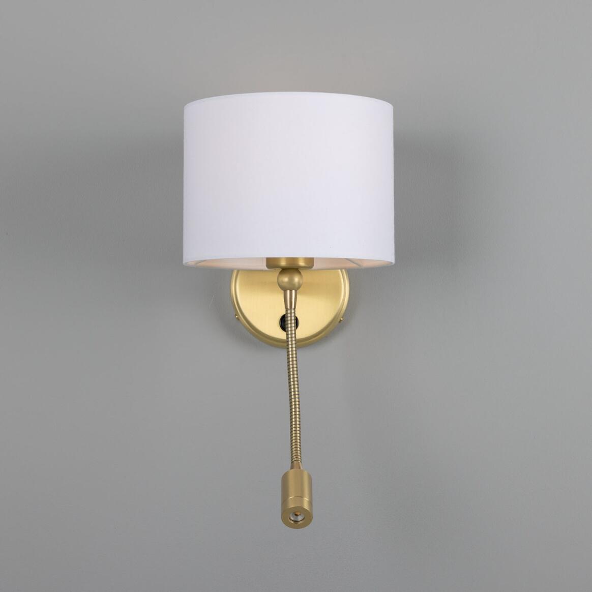 Longford Brass Wall Light with Flexible Arm and Reading Spotlight