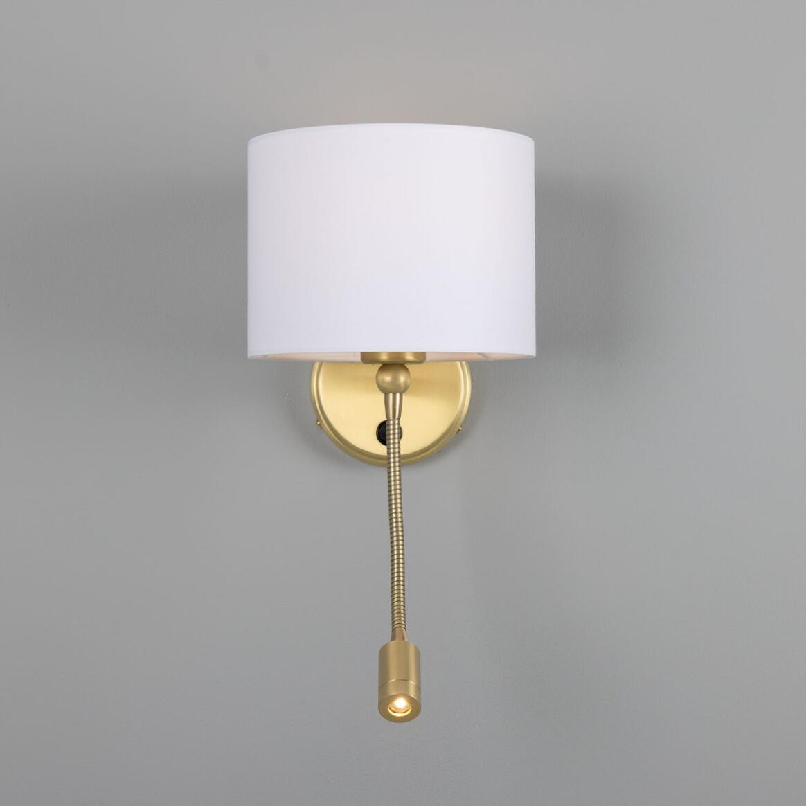 Longford Brass Wall Light with Flexible Arm and Reading Spotlight