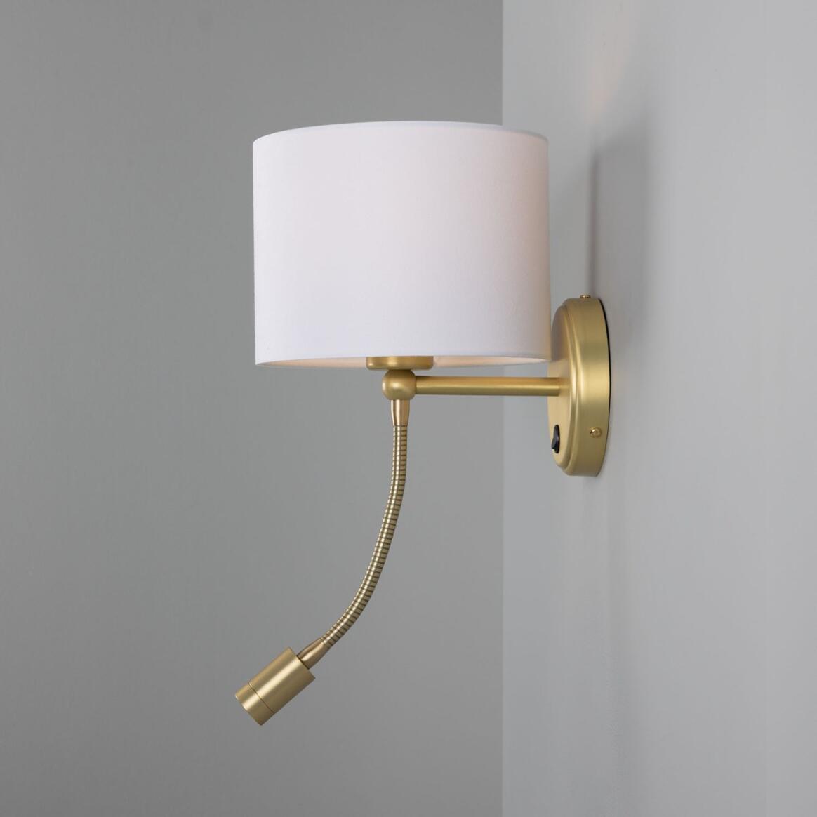 Longford Brass Wall Light with Flexible Arm and Reading Spotlight