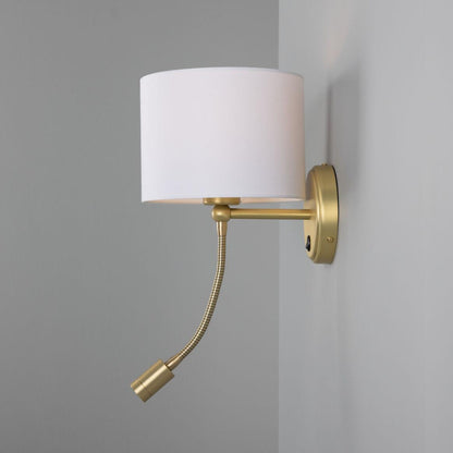 Longford Brass Wall Light with Flexible Arm and Reading Spotlight