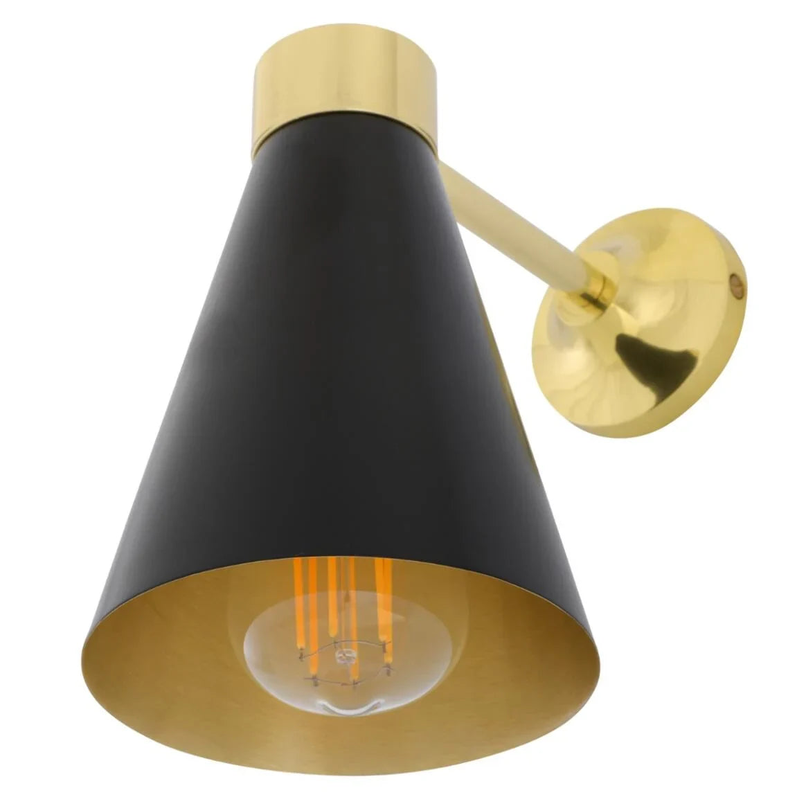 Kamina Brass Wall Light with Cone Shade