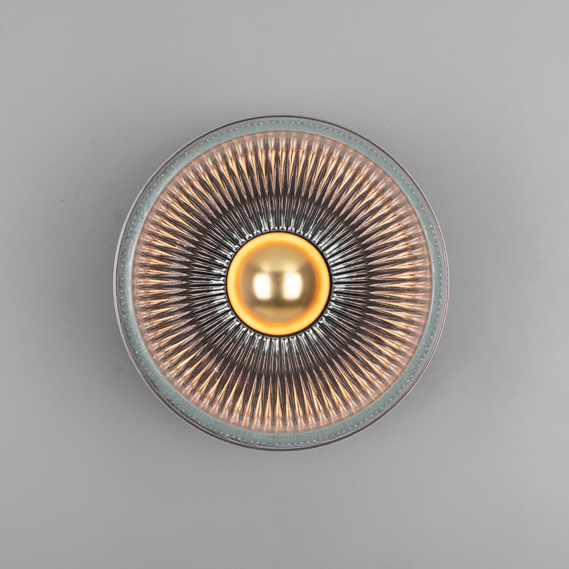 Eclipse Brass and Holophane Glass Dish Wall Light