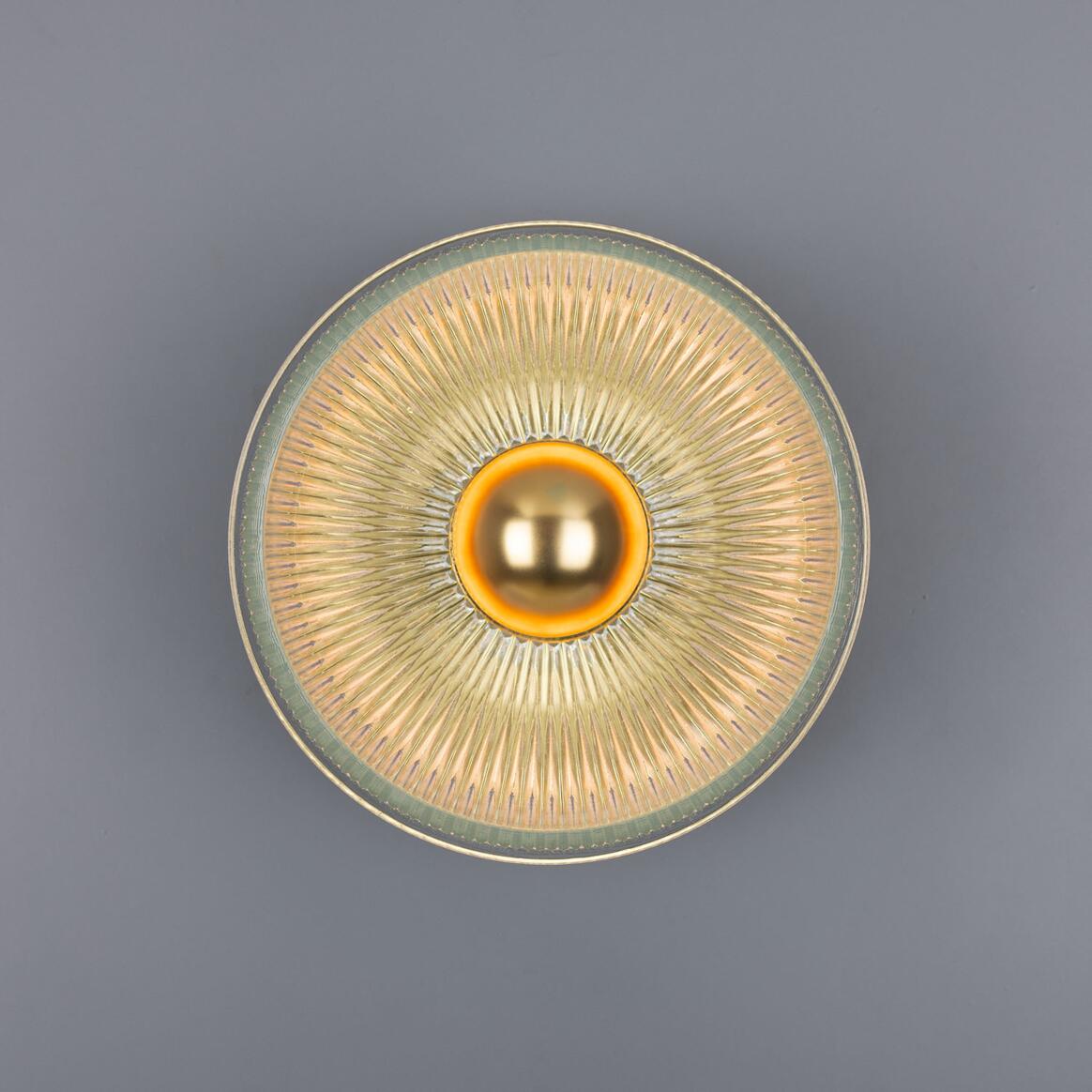 Eclipse Brass and Holophane Glass Dish Wall Light