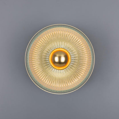 Eclipse Brass and Holophane Glass Dish Wall Light