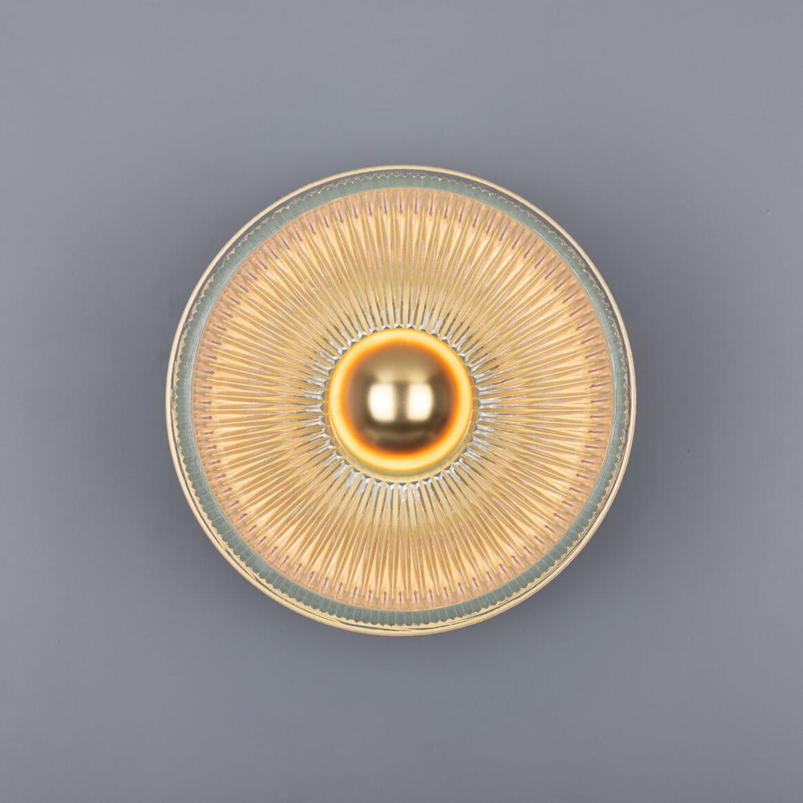 Eclipse Brass and Holophane Glass Dish Wall Light