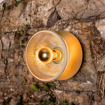 Eclipse Brass and Holophane Glass Dish Wall Light