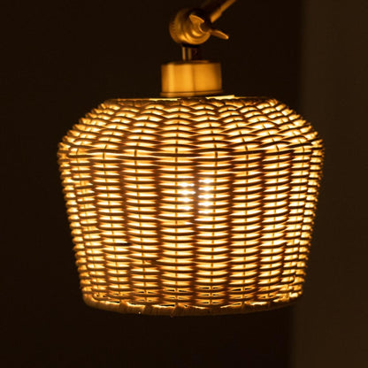 Manila Adjustable Arm Wall Light with Small Rattan Shade