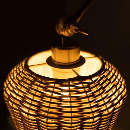 Manila Adjustable Arm Wall Light with Small Rattan Shade