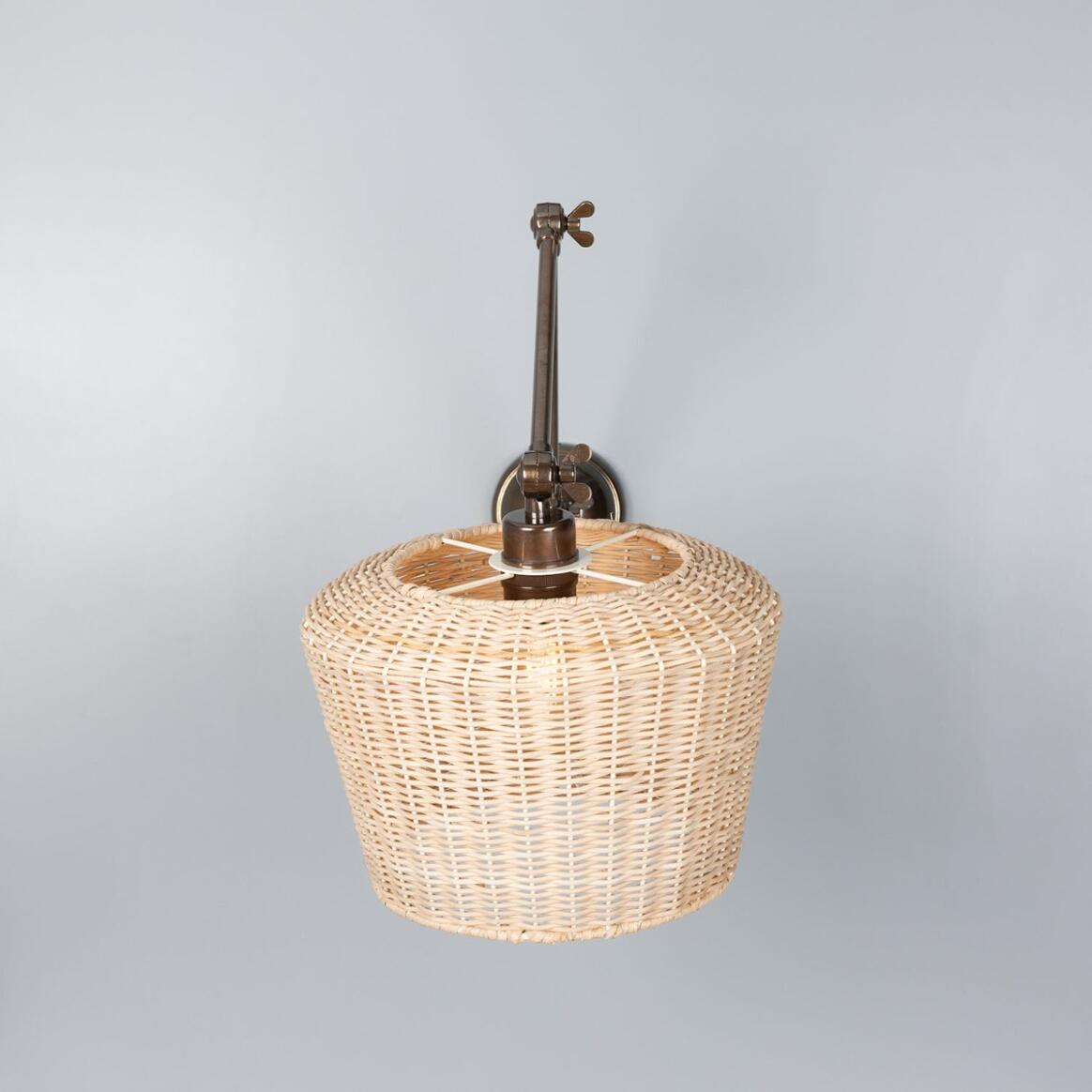 Manila Adjustable Arm Wall Light with Large Rattan Shade