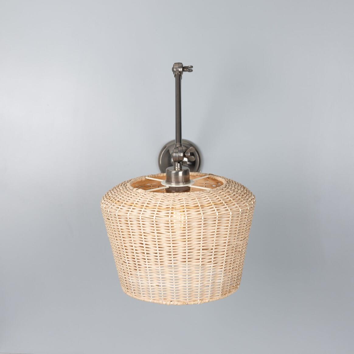 Manila Adjustable Arm Wall Light with Large Rattan Shade