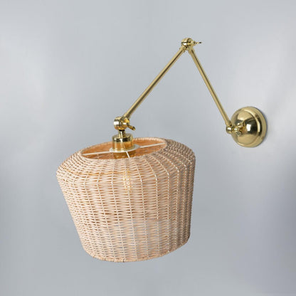 Manila Adjustable Arm Wall Light with Large Rattan Shade