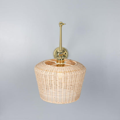 Manila Adjustable Arm Wall Light with Large Rattan Shade