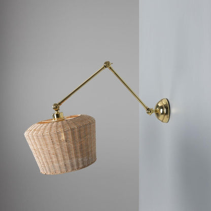 Manila Adjustable Arm Wall Light with Large Rattan Shade