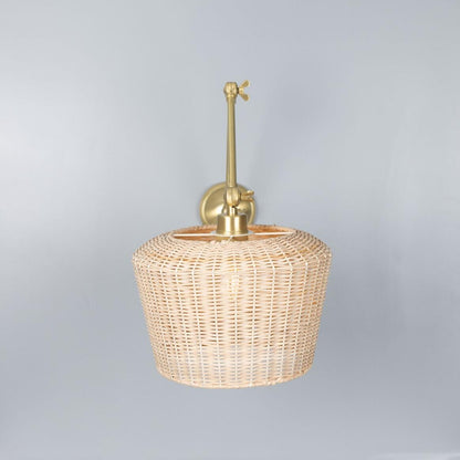 Manila Adjustable Arm Wall Light with Large Rattan Shade