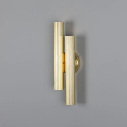 Royce Modern Reeded Brass Double Wall Light